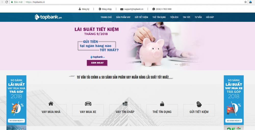 Giao diện Website Topbank.vn