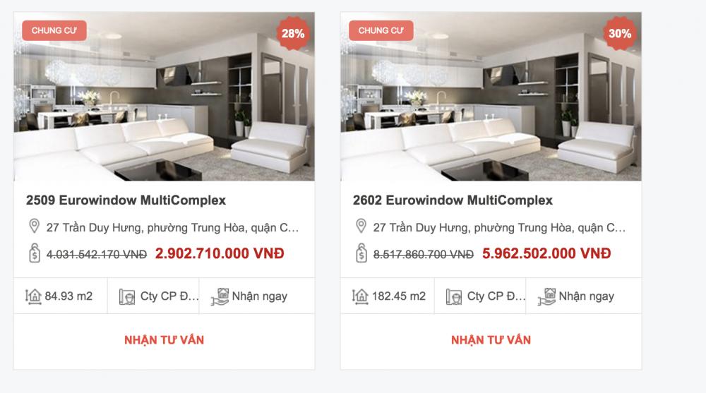 Dự án Eurowindow Multicomplex Trần Duy Hưng được quảng cáo là giảm 28-30% giá trị căn hộ trên website RedFriday - ảnh minh họa 