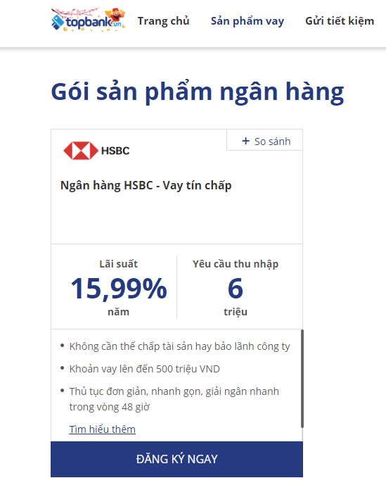 Lãi suất vay tín chấp HSBC - ảnh minh họa 