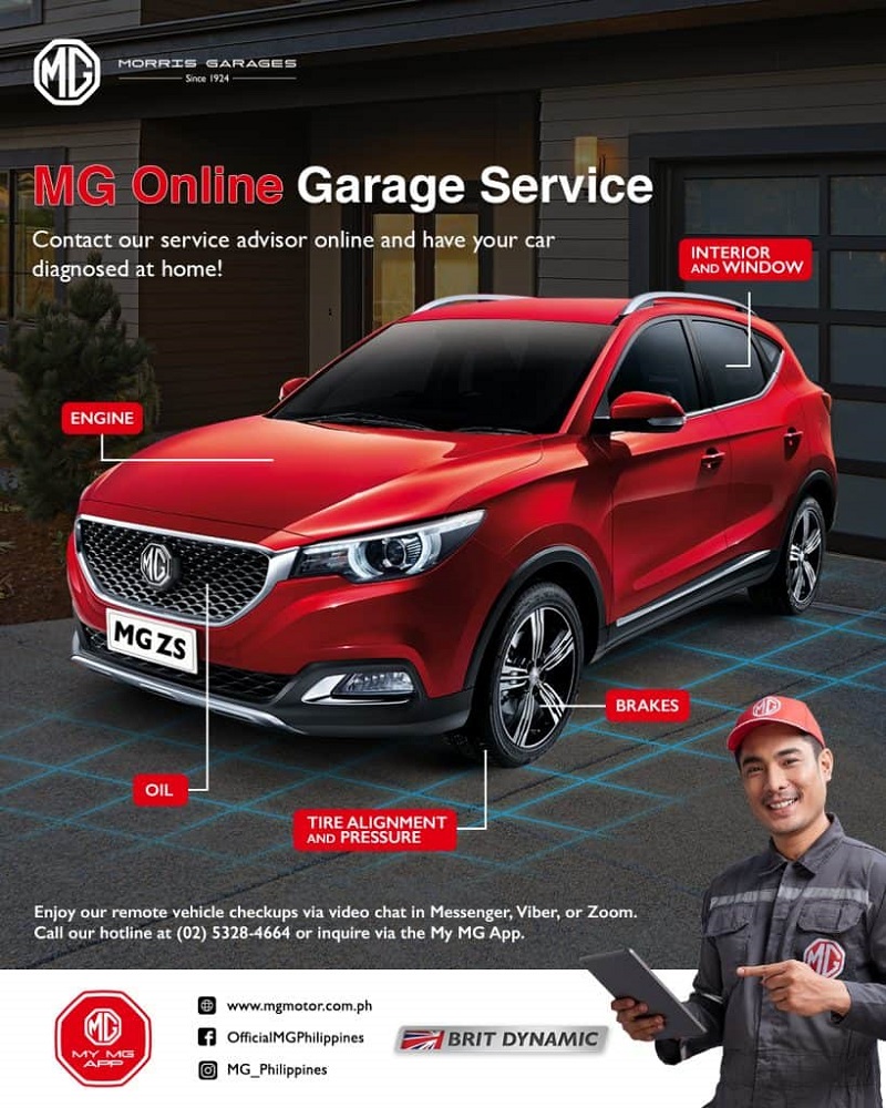 Poster dịch vụ Online Garage Services của MG Philippines