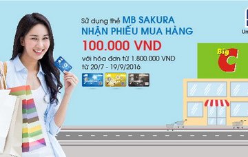 Ưu đãi cho chủ thẻ MB Sakura tại hệ thống siêu thị Big C