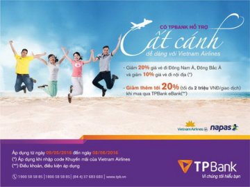 Ưu đãi thêm tới 20% giá vé từ TPBank – Cất cánh dễ dàng cùng Vietnam Airlines