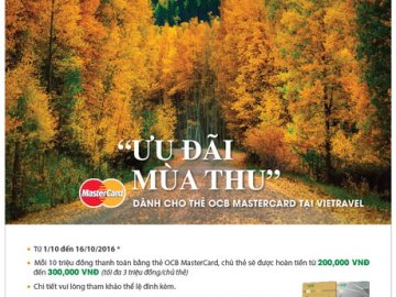 Ưu đãi mùa thu tại Vietravel dành cho chủ thẻ OCB MasterCard