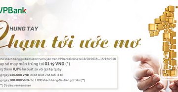 Gửi tiết kiệm online tại VPBank trúng 1 tỷ đồng