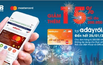 Giảm thêm 15% cho chủ thẻ MB Bankplus Mastercard tại Adayroi.com