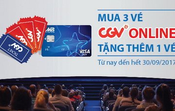 Mua 3 tặng 1 khi mua vé xem phim CGV với thẻ MB Visa