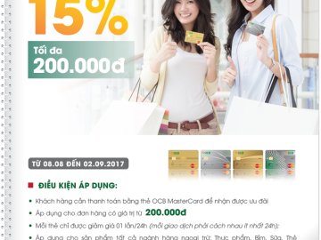 Chủ thẻ OCB MasterCard có cơ hội giảm thêm 15% tại Adayroi