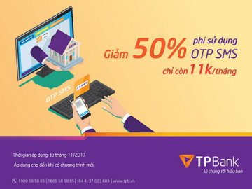 TPBank ưu đãi giảm 50% phí sử dụng phương thức xác thực OTP SMS