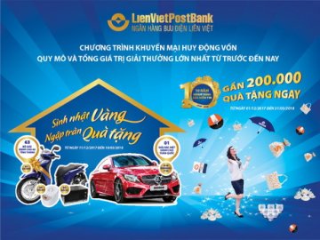 51 tỷ đồng tri ân khách hàng nhân dịp kỷ niệm 10 năm thành lập LienVietPostBank