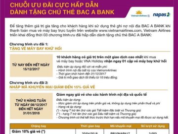 Bac A Bank kết hợp với Vietnam Airlines khuyến mãi cho chủ thẻ ATM