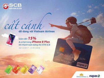 Mua vé máy bay bằng thẻ SCB – Cơ hội nhận iPhone 8 Plus
